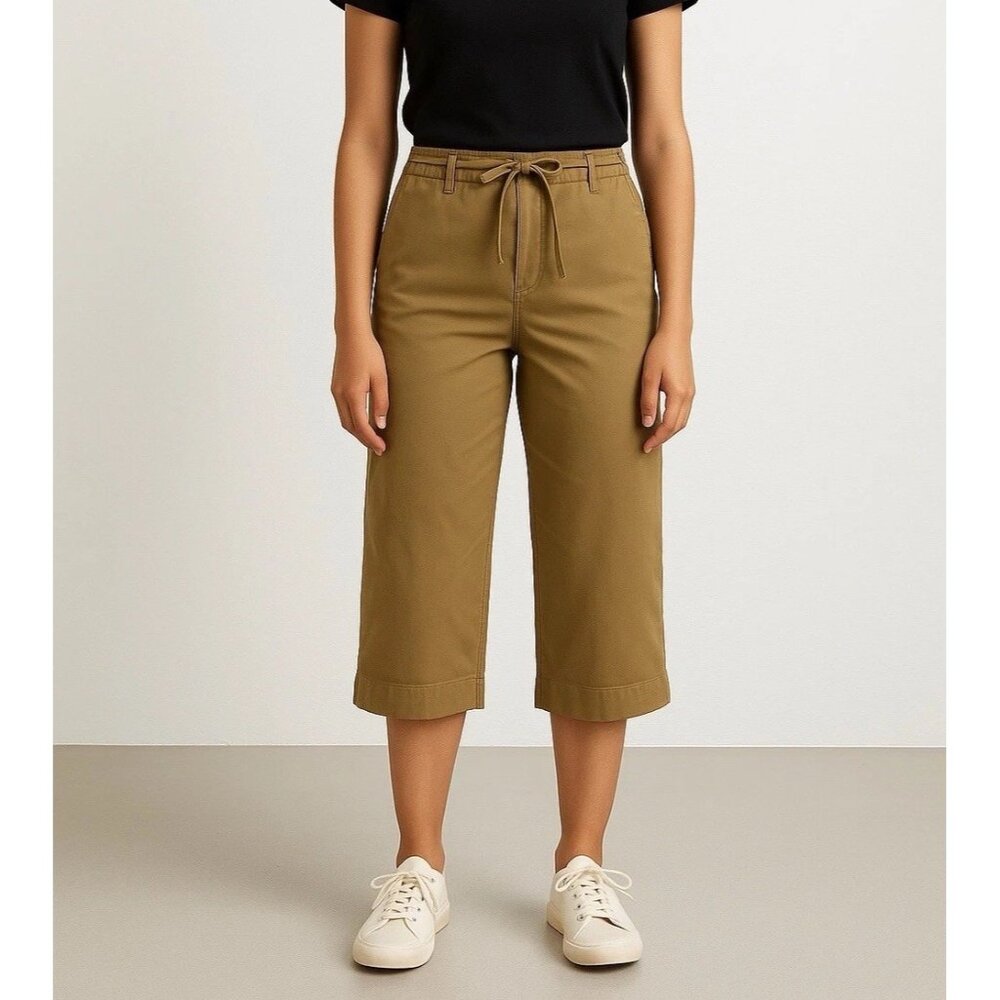 Prana Riva Capri Relaxed Wide Leg Pants Khaki Small NWT